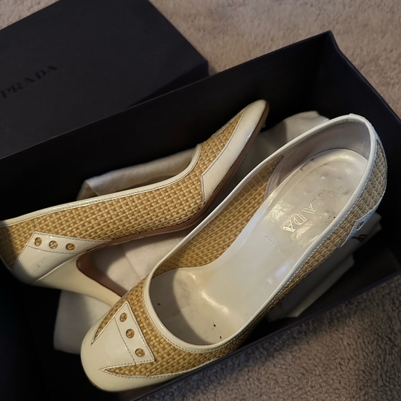 PRADA Used Heels Platform White 6 size - Picture 2 of 6